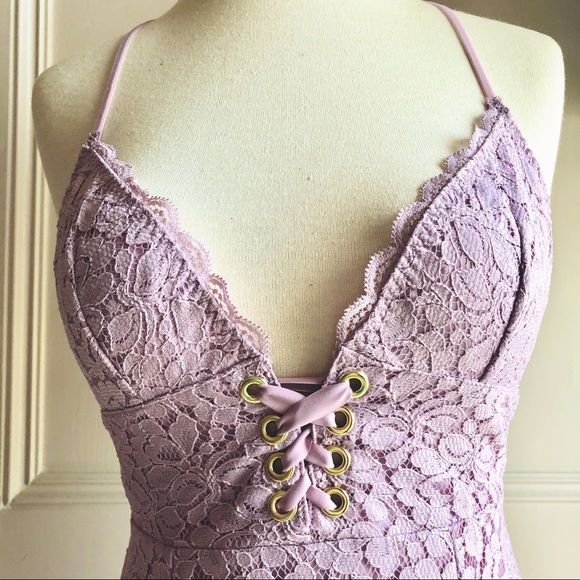 Victoria Secret Lilac Floral Lace Slip Night Dress - Picture 4 of 9